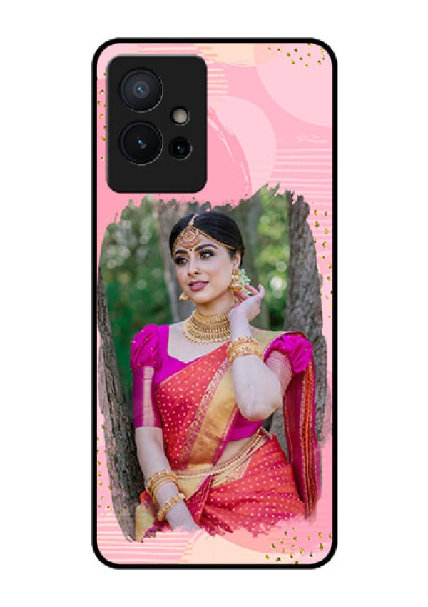 iQOO Z6 5G Personalized Glass Phone Case - Gold Glitter Splash Design