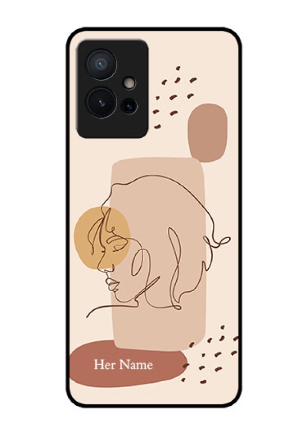 iQOO Z6 5G Photo Printing on Glass Case - Calm Woman line art Design