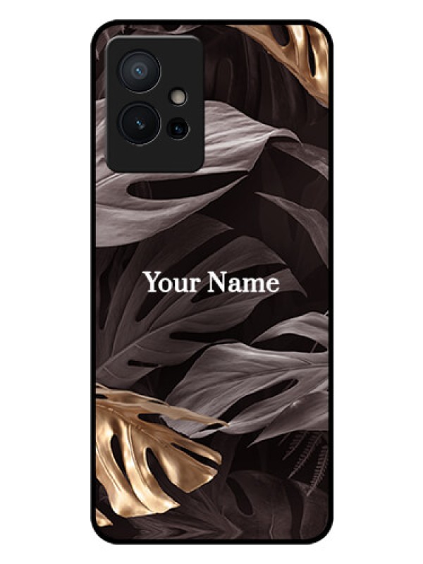 Custom iQOO Z6 5G Personalised Glass Phone Case - Wild Leaves digital paint Design