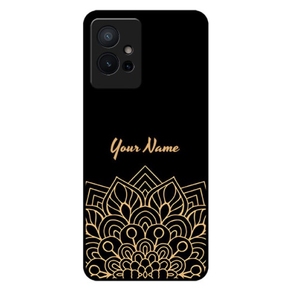 iQOO Z6 5G Custom Glass Phone Case - Golden mandala Design