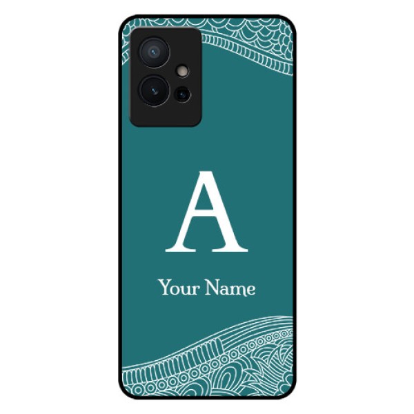 iQOO Z6 5G Personalized Glass Phone Case - line art pattern with custom name Design iQOO Z6 5G Personalized Glass Phone Case - line art pattern with custom name Design