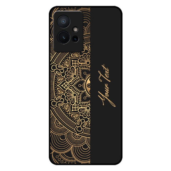 iQOO Z6 5G Photo Printing on Glass Case - Mandala art with custom text Design