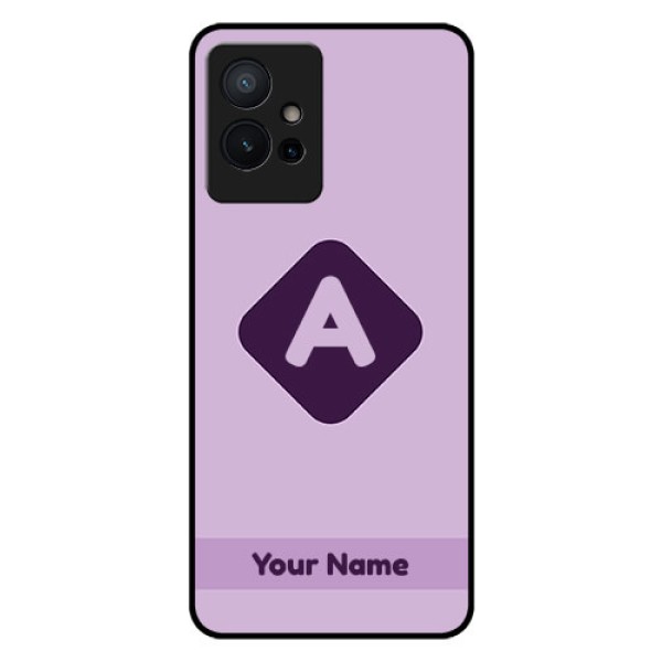 iQOO Z6 5G Custom Glass Mobile Case - Custom Letter in curved badge Design iQOO Z6 5G Custom Glass Mobile Case - Custom Letter in curved badge Design