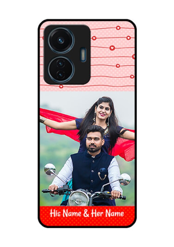 iQOO Z6 Lite 5G Personalized Glass Phone Case - Red Pattern Case Design