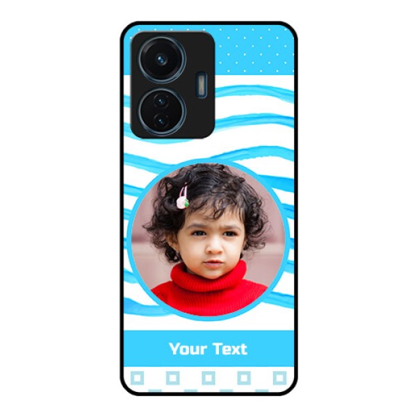iQOO Z6 Lite 5G Custom Glass Phone Case - Simple Blue Case Design