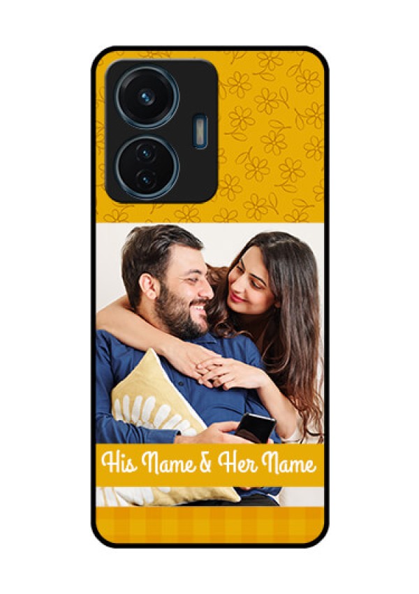 iQOO Z6 Lite 5G Custom Glass Mobile Case - Yellow Floral Design