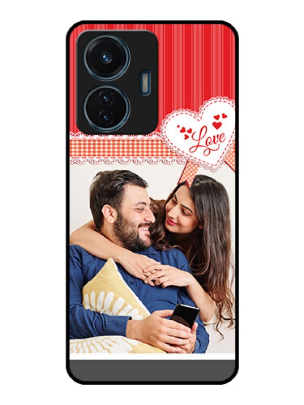 Custom iQOO Z6 Lite 5G Custom Glass Mobile Case - Red Love Pattern Design