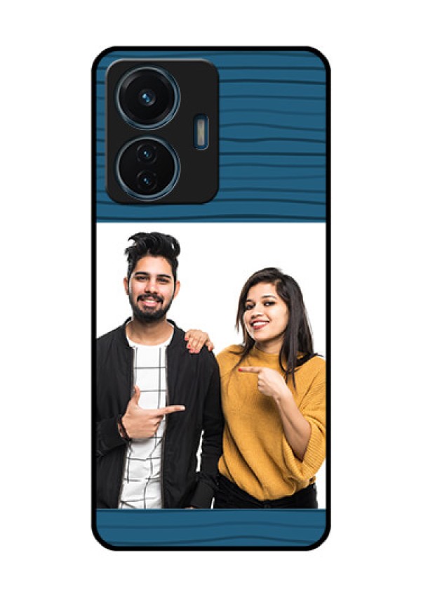 iQOO Z6 Lite 5G Custom Glass Phone Case - Blue Pattern Cover Design