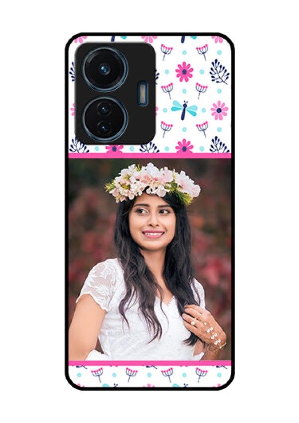 iQOO Z6 Lite 5G Photo Printing on Glass Case - Colorful Flower Design