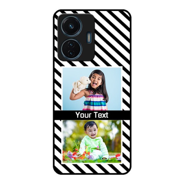 iQOO Z6 Lite 5G Photo Printing on Glass Case - Black And White Stripes Design