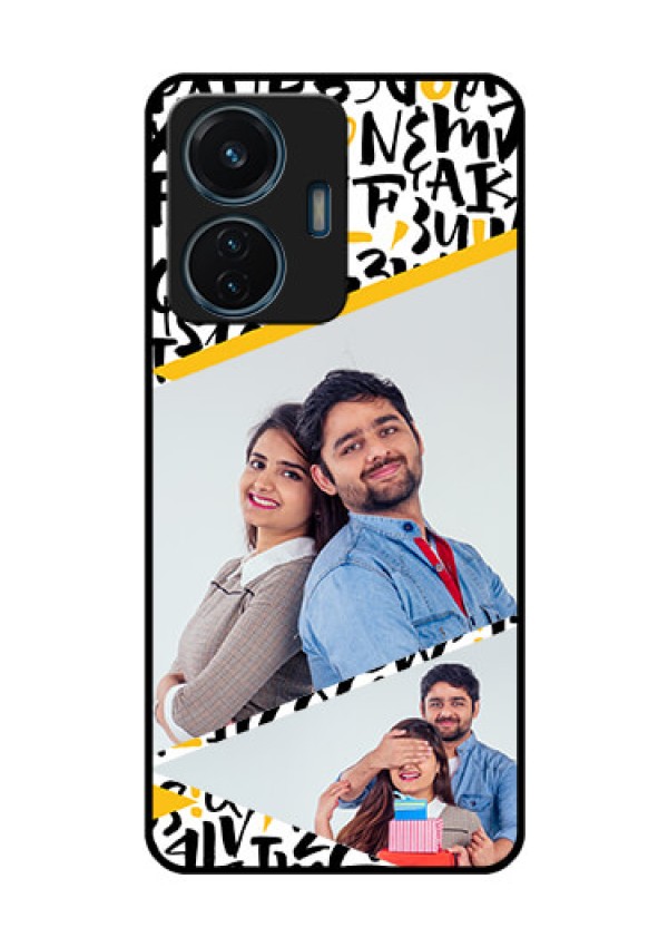 iQOO Z6 Lite 5G Custom Glass Mobile Case - Letters Pattern Design