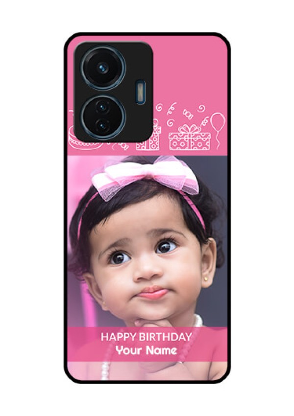 iQOO Z6 Lite 5G Photo Printing on Glass Case - with Birthday Line Art Design