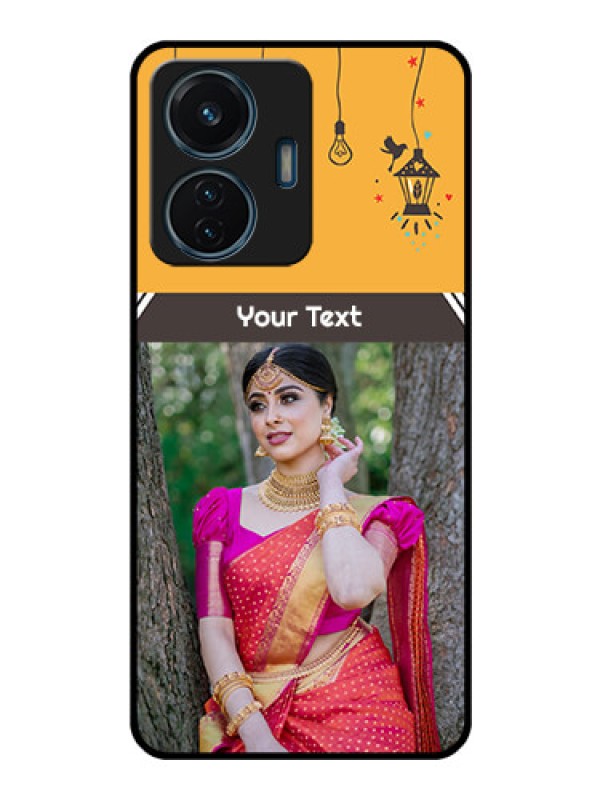 Custom iQOO Z6 Lite 5G Custom Glass Mobile Case - with Family Picture and Icons