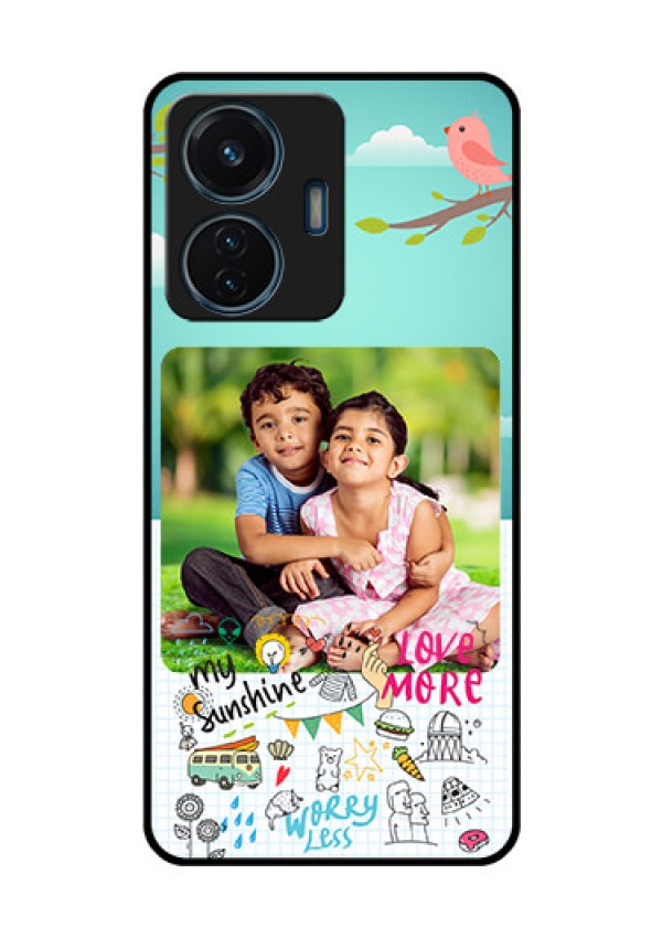 iQOO Z6 Lite 5G Photo Printing on Glass Case - Doodle love Design