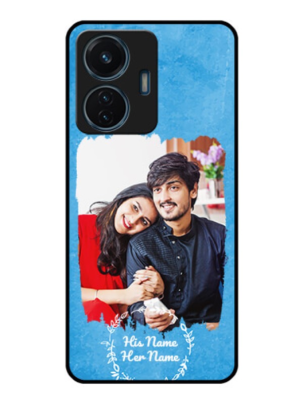 Custom iQOO Z6 Lite 5G Custom Glass Phone Case - Blue Color Vintage Design