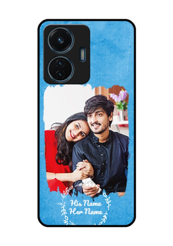 iQOO Z6 Lite 5G Custom Glass Phone Case - Blue Color Vintage Design