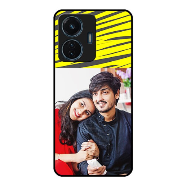 iQOO Z6 Lite 5G Photo Printing on Glass Case - Yellow Abstract Design