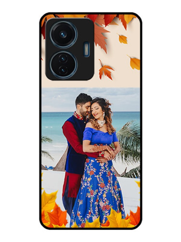 Custom iQOO Z6 Lite 5G Photo Printing on Glass Case - Autumn Maple Leaves Design