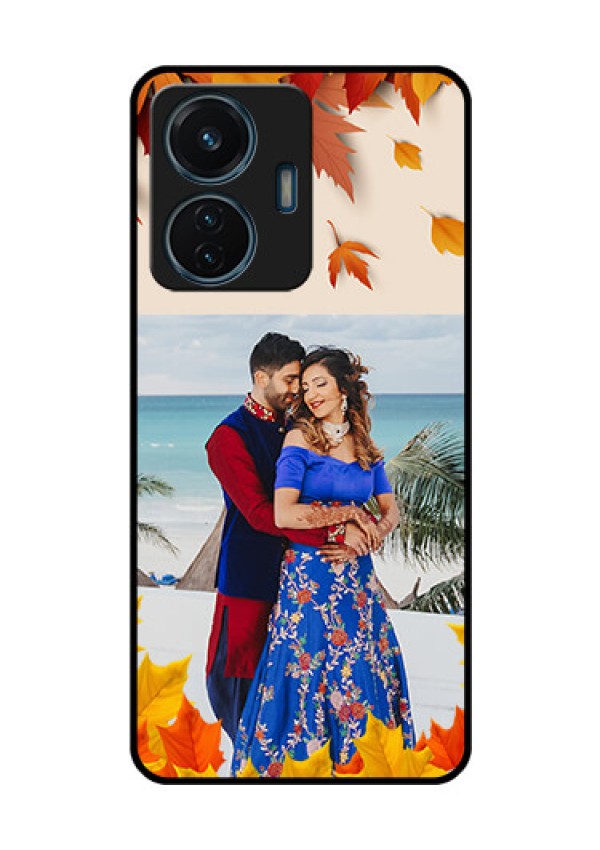 iQOO Z6 Lite 5G Photo Printing on Glass Case - Autumn Maple Leaves Design