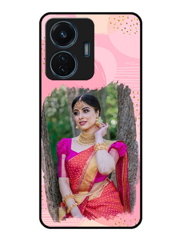 Custom iQOO Z6 Lite 5G Personalized Glass Phone Case - Gold Glitter Splash Design