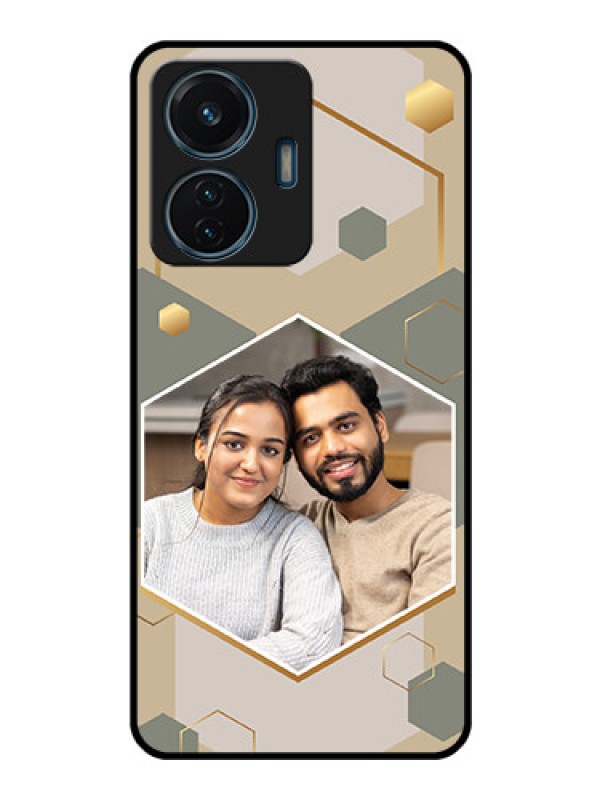 Custom iQOO Z6 Lite 5G Photo Printing on Glass Case - Stylish Hexagon Pattern Design