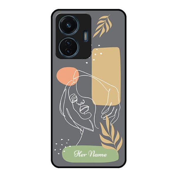 iQOO Z6 Lite 5G Custom Glass Phone Case - Gazing Woman line art Design iQOO Z6 Lite 5G Custom Glass Phone Case - Gazing Woman line art Design