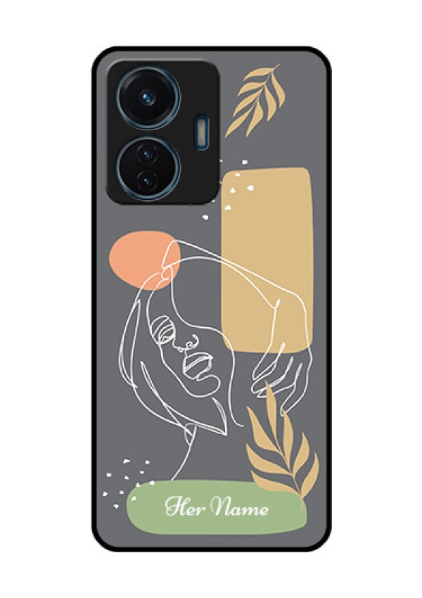 iQOO Z6 Lite 5G Custom Glass Phone Case - Gazing Woman line art Design