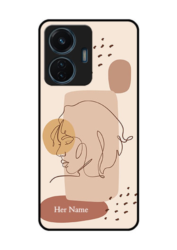 iQOO Z6 Lite 5G Photo Printing on Glass Case - Calm Woman line art Design
