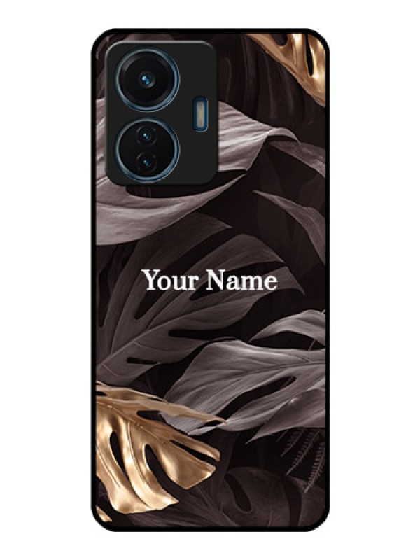 Custom iQOO Z6 Lite 5G Personalised Glass Phone Case - Wild Leaves digital paint Design