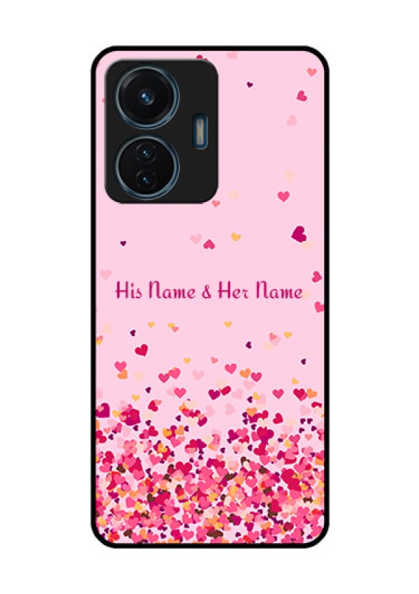 iQOO Z6 Lite 5G Photo Printing on Glass Case - Floating Hearts Design