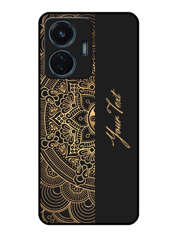 Custom iQOO Z6 Lite 5G Photo Printing on Glass Case - Mandala art with custom text Design