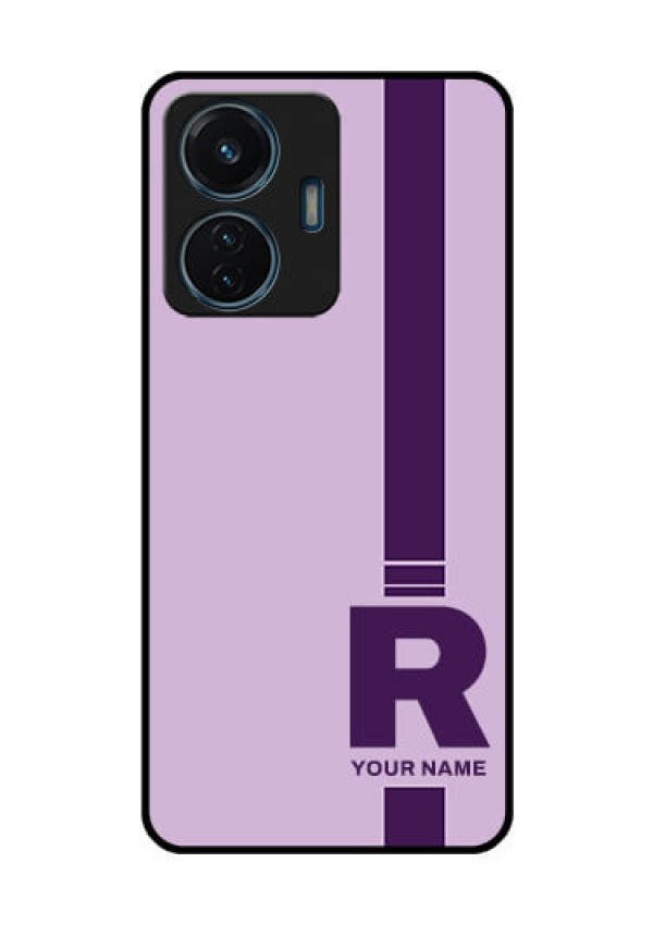iQOO Z6 Lite 5G Photo Printing on Glass Case - Simple dual tone stripe with name Design
