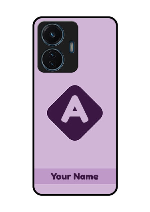 iQOO Z6 Lite 5G Custom Glass Mobile Case - Custom Letter in curved badge Design