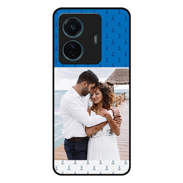 iQOO Z6 Pro 5G Photo Printing on Glass Case - Blue Anchors Design