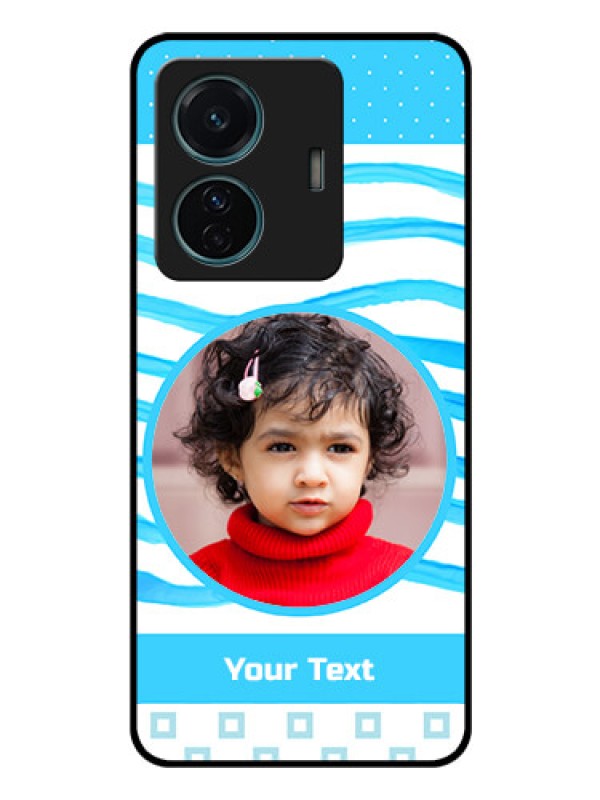 Custom iQOO Z6 Pro 5G Custom Glass Phone Case - Simple Blue Case Design