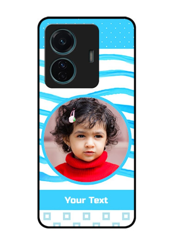 iQOO Z6 Pro 5G Custom Glass Phone Case - Simple Blue Case Design