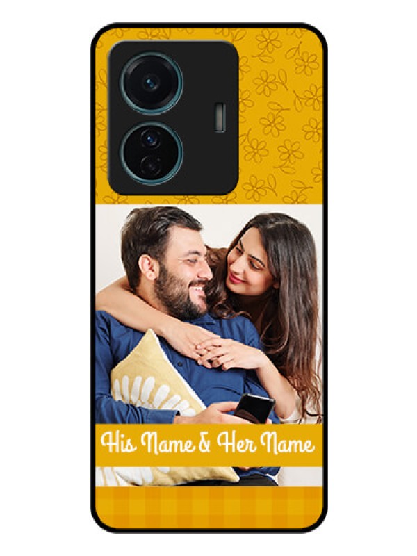 Custom iQOO Z6 Pro 5G Custom Glass Mobile Case - Yellow Floral Design