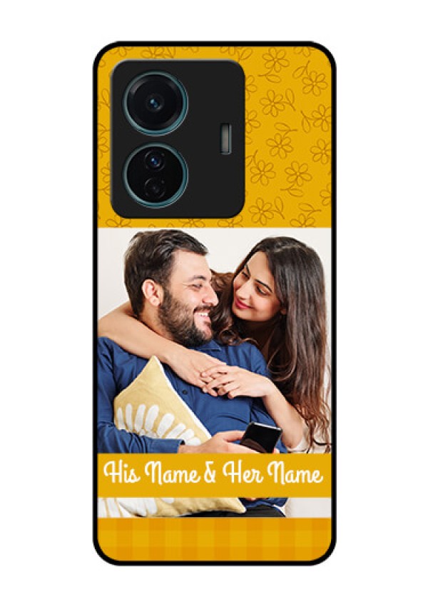 iQOO Z6 Pro 5G Custom Glass Mobile Case - Yellow Floral Design