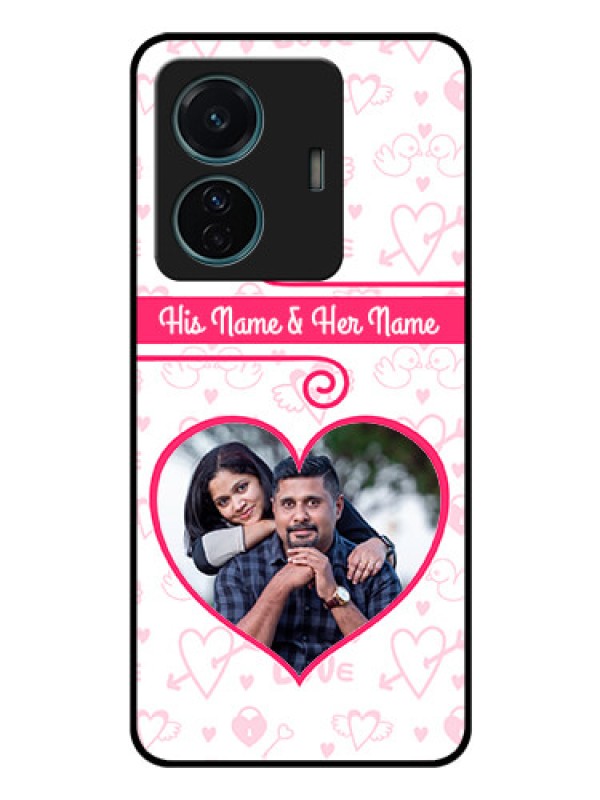 Custom iQOO Z6 Pro 5G Personalized Glass Phone Case - Heart Shape Love Design