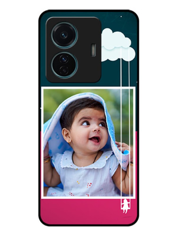 Custom iQOO Z6 Pro 5G Custom Glass Phone Case - Cute Girl with Cloud Design