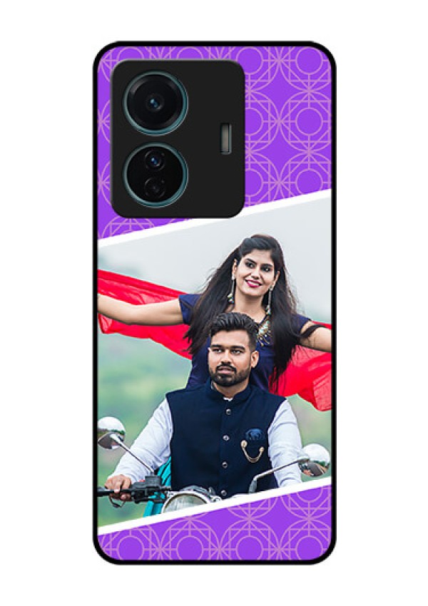 iQOO Z6 Pro 5G Custom Glass Phone Case - Violet Pattern Design
