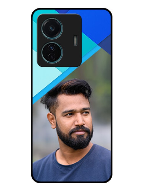 Custom iQOO Z6 Pro 5G Custom Glass Phone Case - Blue Pattern Design