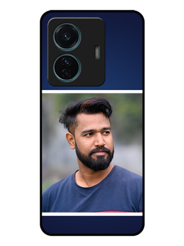 Custom iQOO Z6 Pro 5G Personalized Glass Phone Case - Simple Royal Blue Design