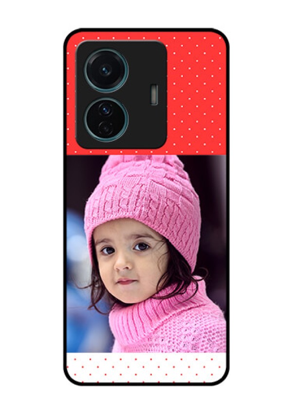 iQOO Z6 Pro 5G Photo Printing on Glass Case - Red Pattern Design