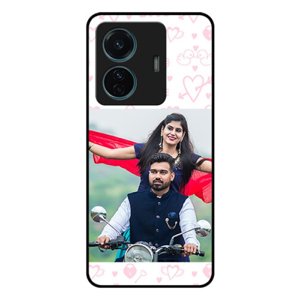 iQOO Z6 Pro 5G Custom Glass Mobile Case - Pink Flying Heart Design