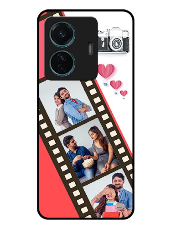Custom iQOO Z6 Pro 5G Personalized Glass Phone Case - 3 Image Holder with Film Reel