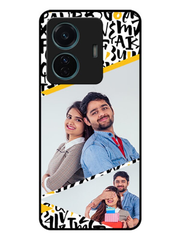 Custom iQOO Z6 Pro 5G Custom Glass Mobile Case - Letters Pattern Design