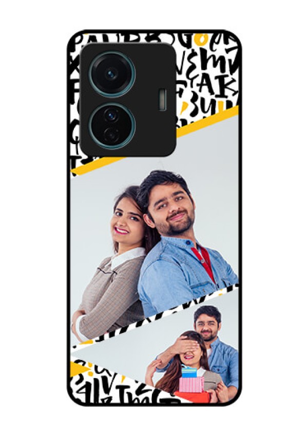 iQOO Z6 Pro 5G Custom Glass Mobile Case - Letters Pattern Design