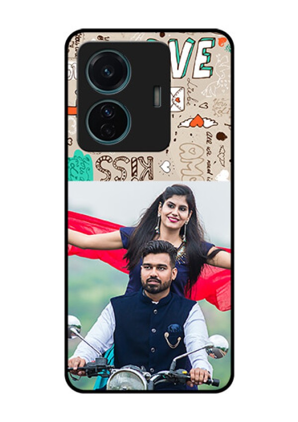 iQOO Z6 Pro 5G Custom Glass Phone Case - Love Doodle Pattern