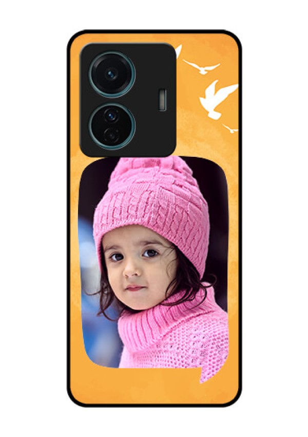 iQOO Z6 Pro 5G Personalized Glass Phone Case - Water Color Design with Bird Icons